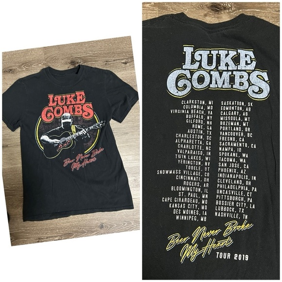Luke Combs Beer Never Broke My Heart 2019 Tour Concert Band Tee Size Small - Picture 1 of 5